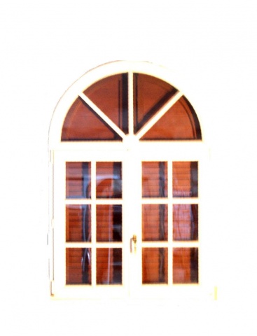 Serr.to PVC Bianco Antico Goffrato a inglesina a tutto sesto con persiana